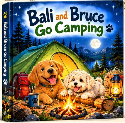 Illustrated cover concept for Bali and Bruce Go Camping