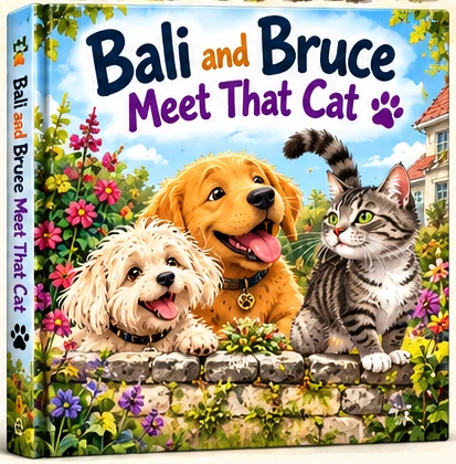 Illustrated cover concept for Bali and Bruce and That Cat!